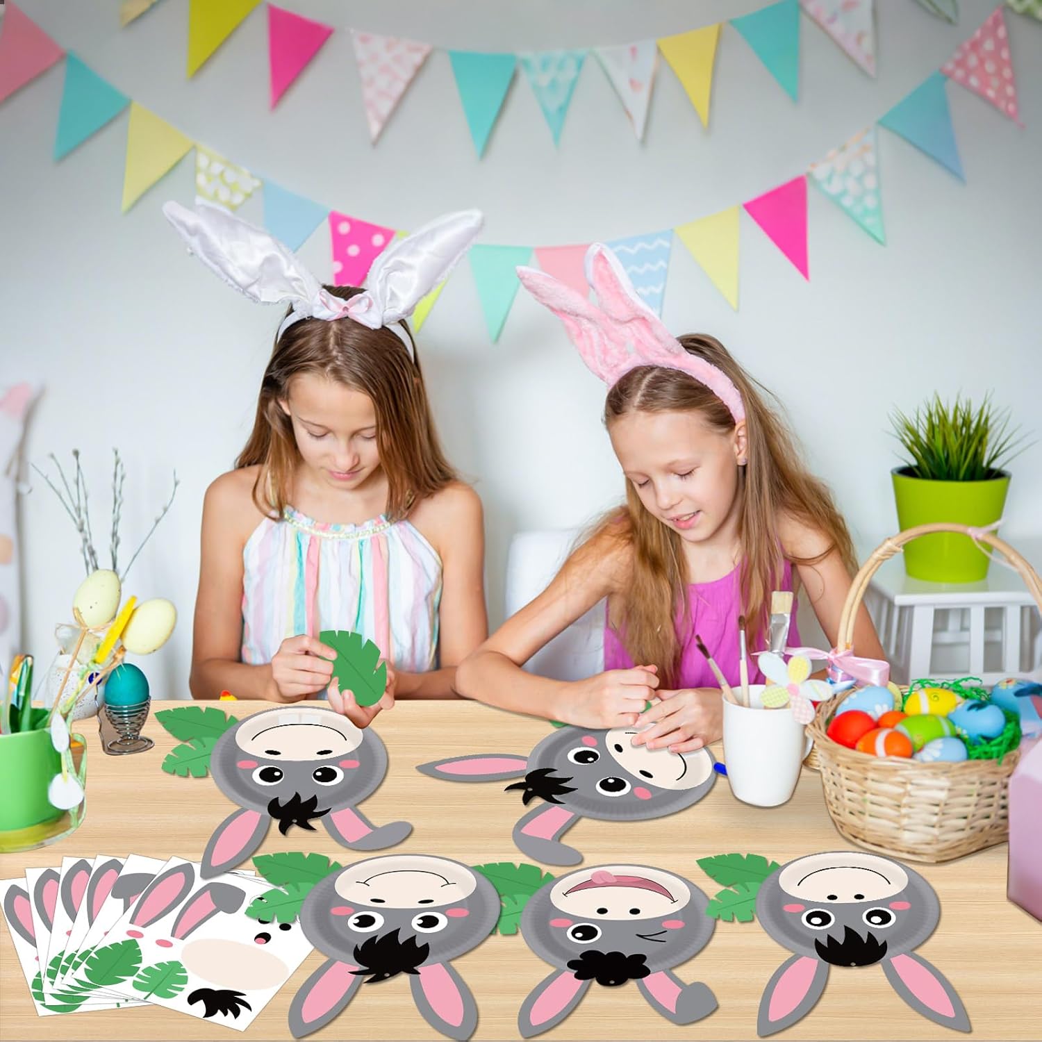 gisgfim 30 Sets Easter Donkey Crafts Kit Easter Palm Sunday Party DIY Plate Arts Craft Kits Make a Donkey Ornaments Decorations Party Favors Gifts Supplies for VBS Home Family Activities