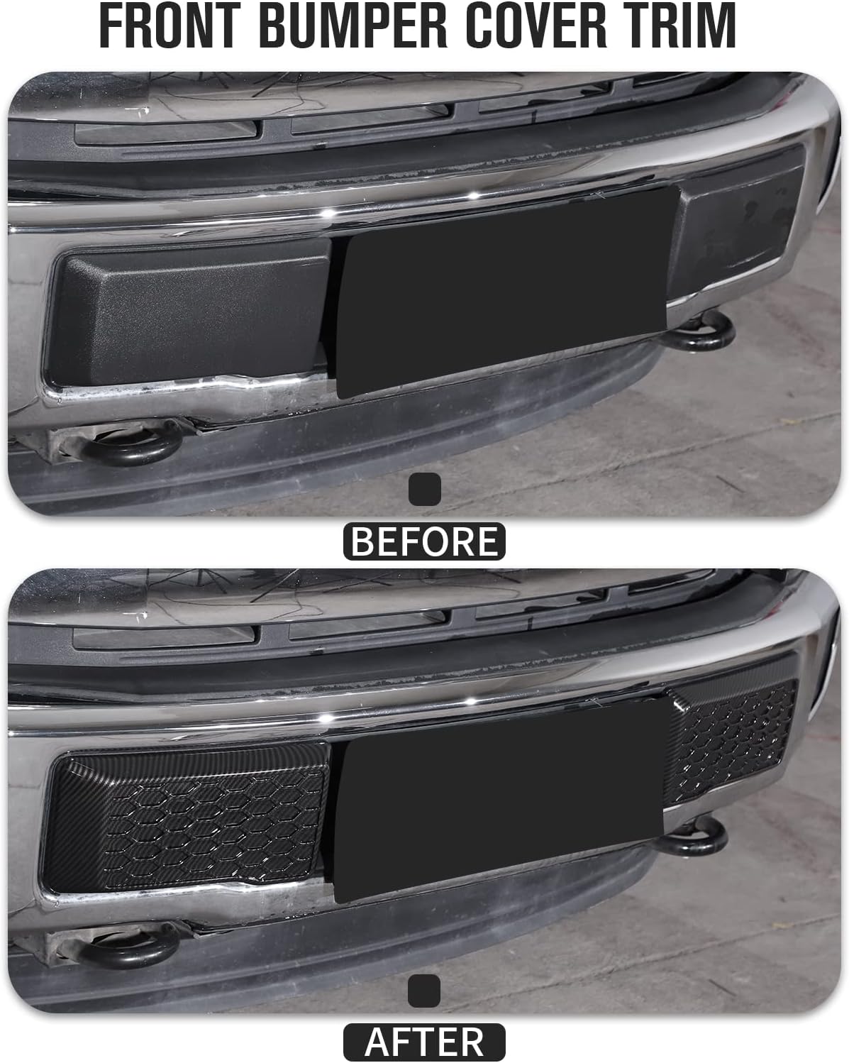 Jimen Compatible with 2015-2020 Ford F150 Front Bumper Cover Exterior Trim Accessories (Carbon Fiber)