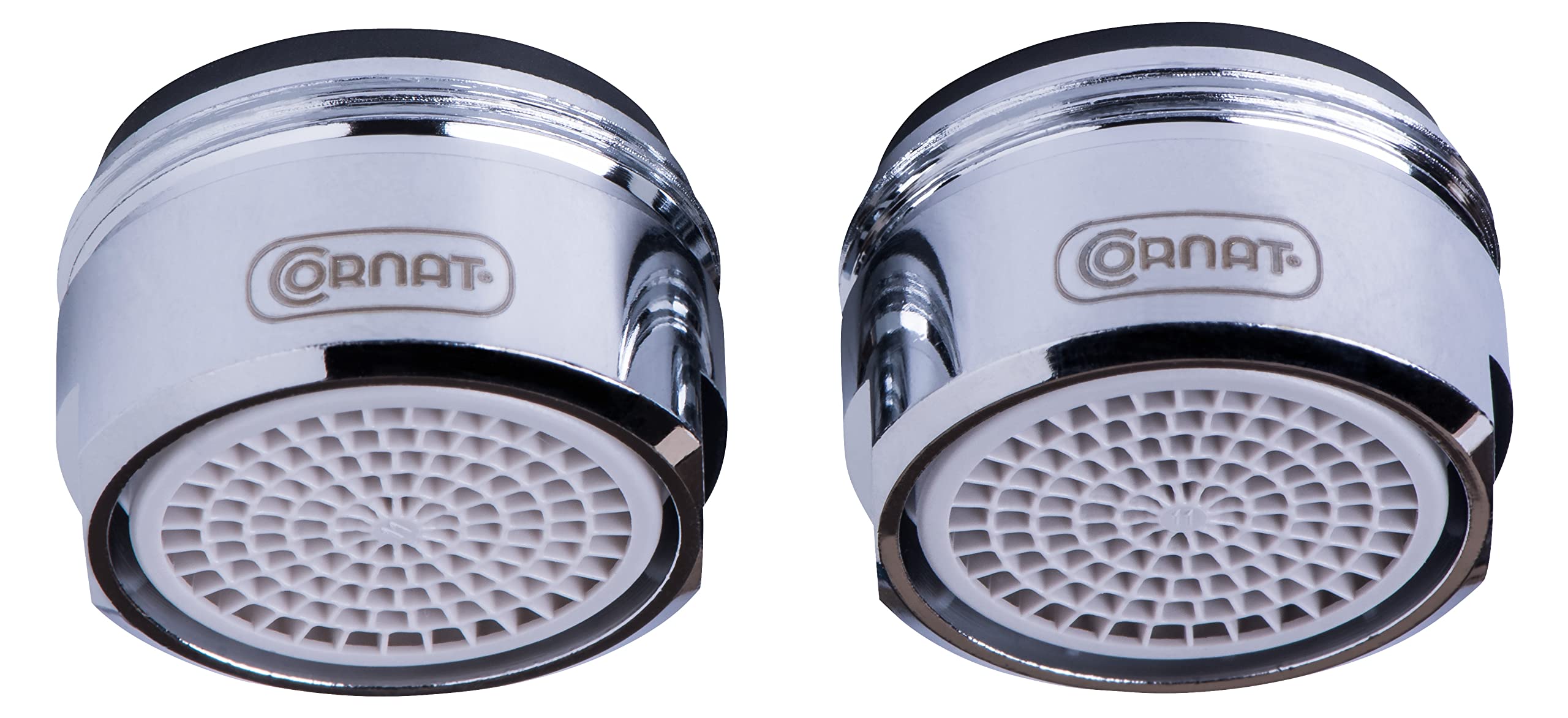 Cornat Strahlregler Strahlregler M24 x 1 AG - Wasserersparnis bis 50% - verchromt, Messing, Silber, Dichtung, 2 Stück