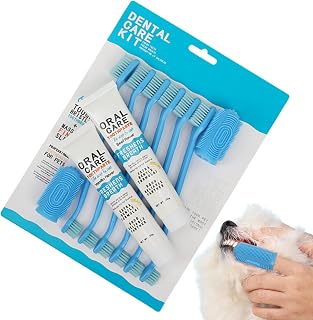 Juego de Cepillo de Dientes para Perros | Set de Cepillo y Pasta para Aliento Fresco en Perros - Herramientas para Refrescar el Aliento y Eliminar Suciedad para Gatos, Cachorros y Gatitos de Todos los