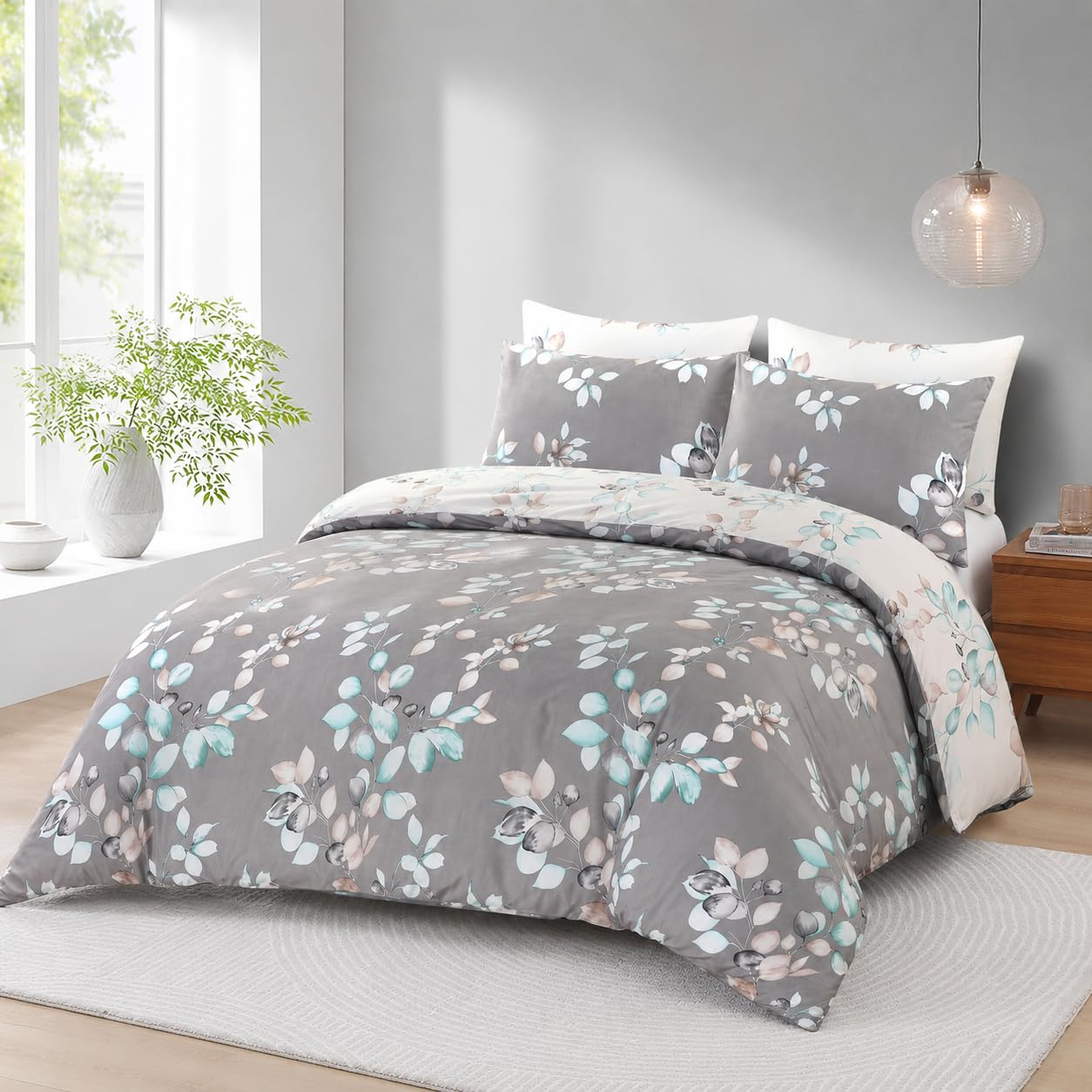 SeventhStitch Luxurious Floral Bedding Super King Duvet Set 100% Brushed Microfibre Duvet Cover Sets 3 Piece Winter Sunmmer All Season Soft Quilt Covers Easy Care, Hypoallergenic, Machine Washable โ image 1