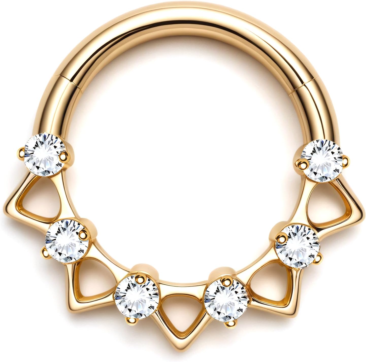 BodyBonita 16G Septum Rings Pink/Red/Green/Clear CZ, G23 Titanium Nose Ring Hoops, Septum Jewelry Clicker, Conch Helix Tragus Rook Daith Piercings for Women Men Silver/Gold 8/10 mm