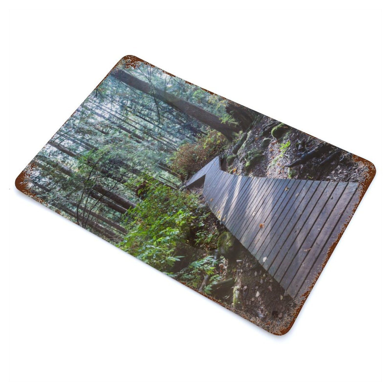 Boardwalk in The Forest Decorative Tin Sign 11.8"x7.9", Retro Wall Decor for Living Room, Hallway And Home Decor