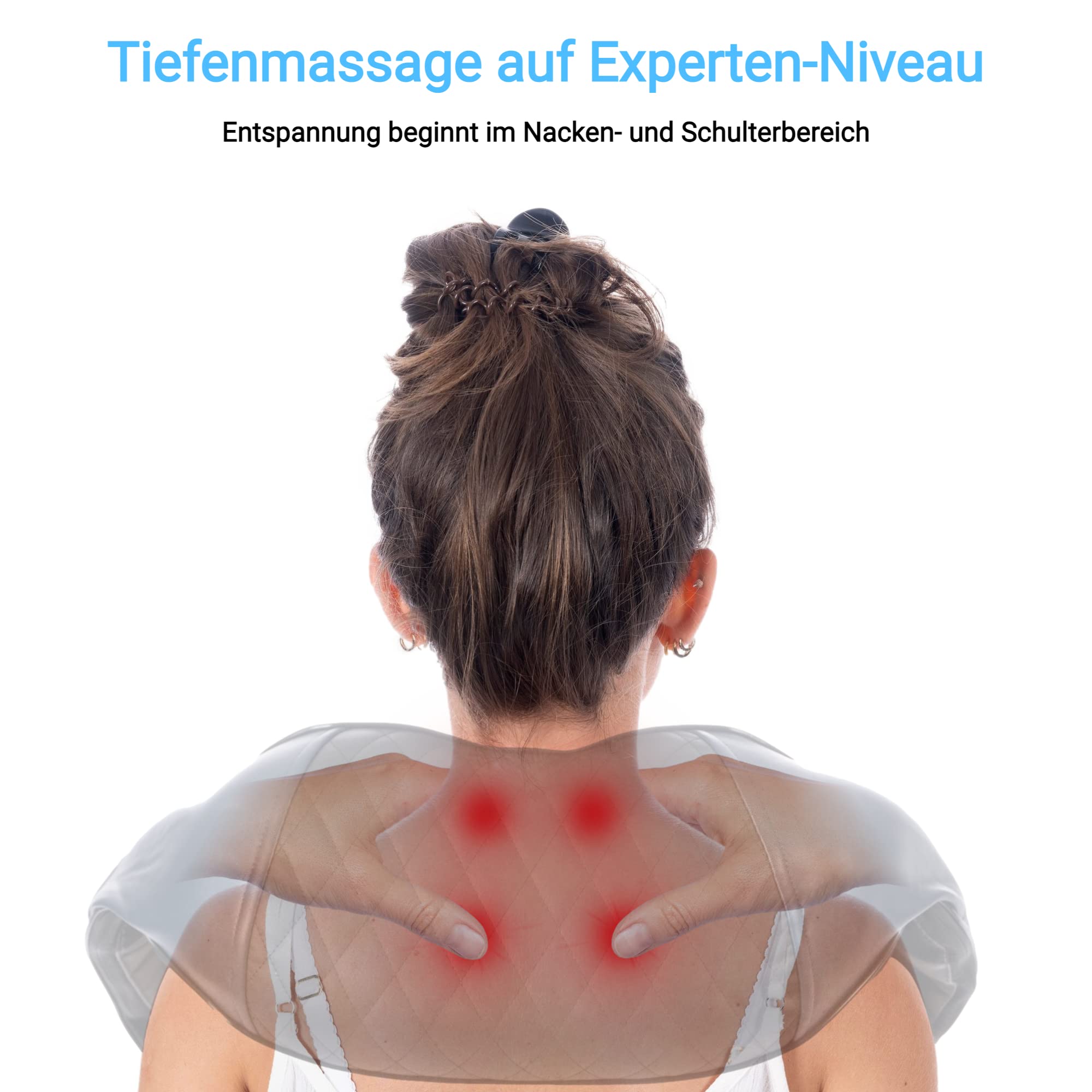 Fitleap Massagegerät, Nacken-Rücken-Schulter-Massagegerät, Shiatsu Massage für Muskelschmerzlinderung, Massage mit leichter Infrarot-Wärme