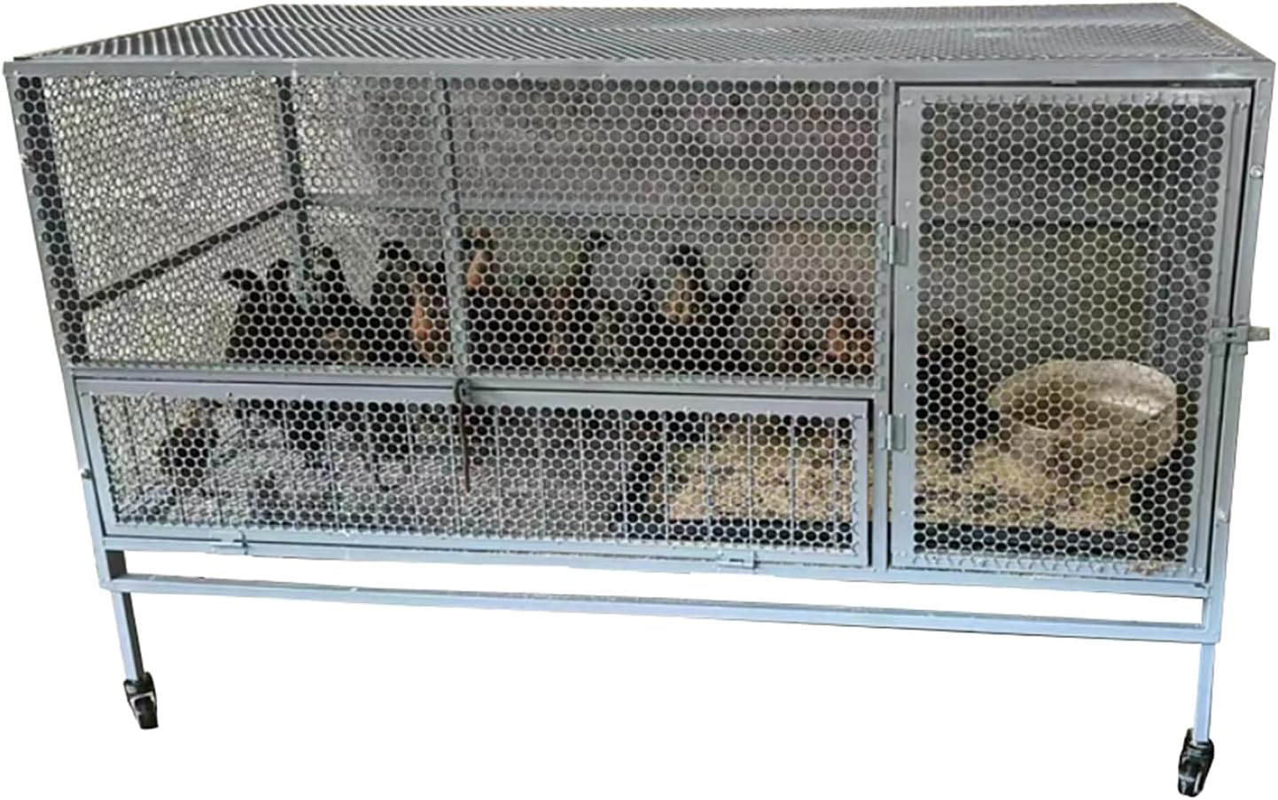 Large Chicken Coop Rabbit Hutch Outdoor Yard Poultry Cage and Run Hen Duck Coop with Removable Tray for Various Pets(Size:59x23.6x28.7in)