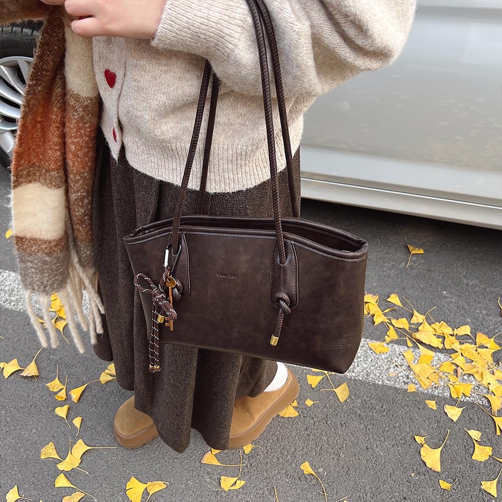 Retro-Schultertasche aus PU-Leder, Trendige Achseltasche mit großem Fassungsvermögen, Designer-Handtasche für Damen, ideal fürs Büro
