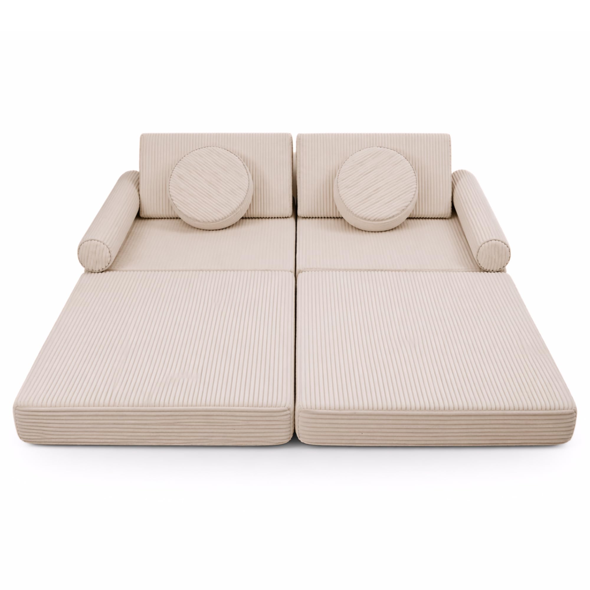 Flumi Modulares Kindersofa 10-teilig – Kindercouch für Kinderzimmer mit waschbarem Bezug, personalisierbar mit Namen (Cord Beige)