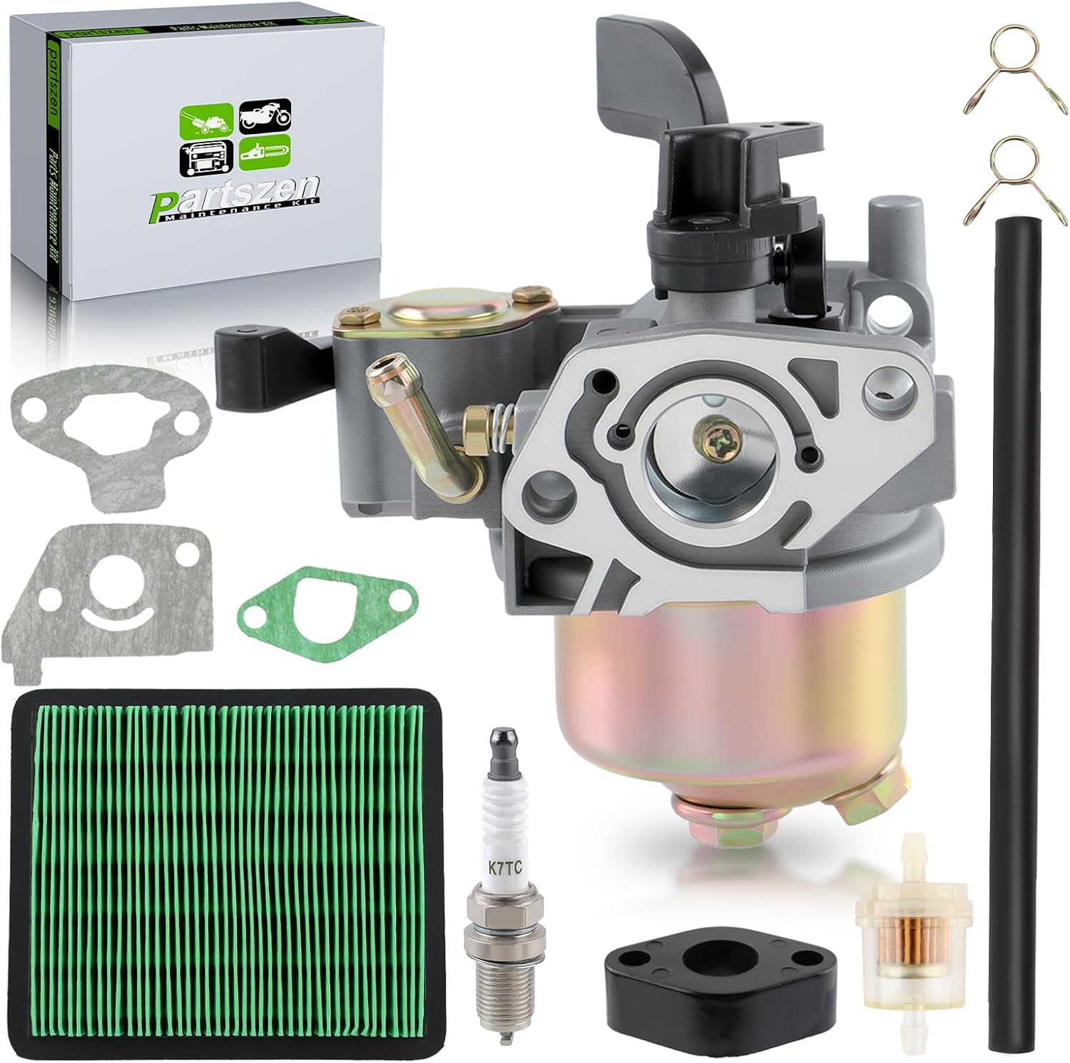 Carburetor Kit for 97cc 2.8hp Mini Baja Doodlebug Doodle Bug Db30 Dirt Pit Mini Bike 3/5 Air Intake Carb with Tune-up Parts Heat Shield Air Filter Fuel Line Spark Plug Gaskets