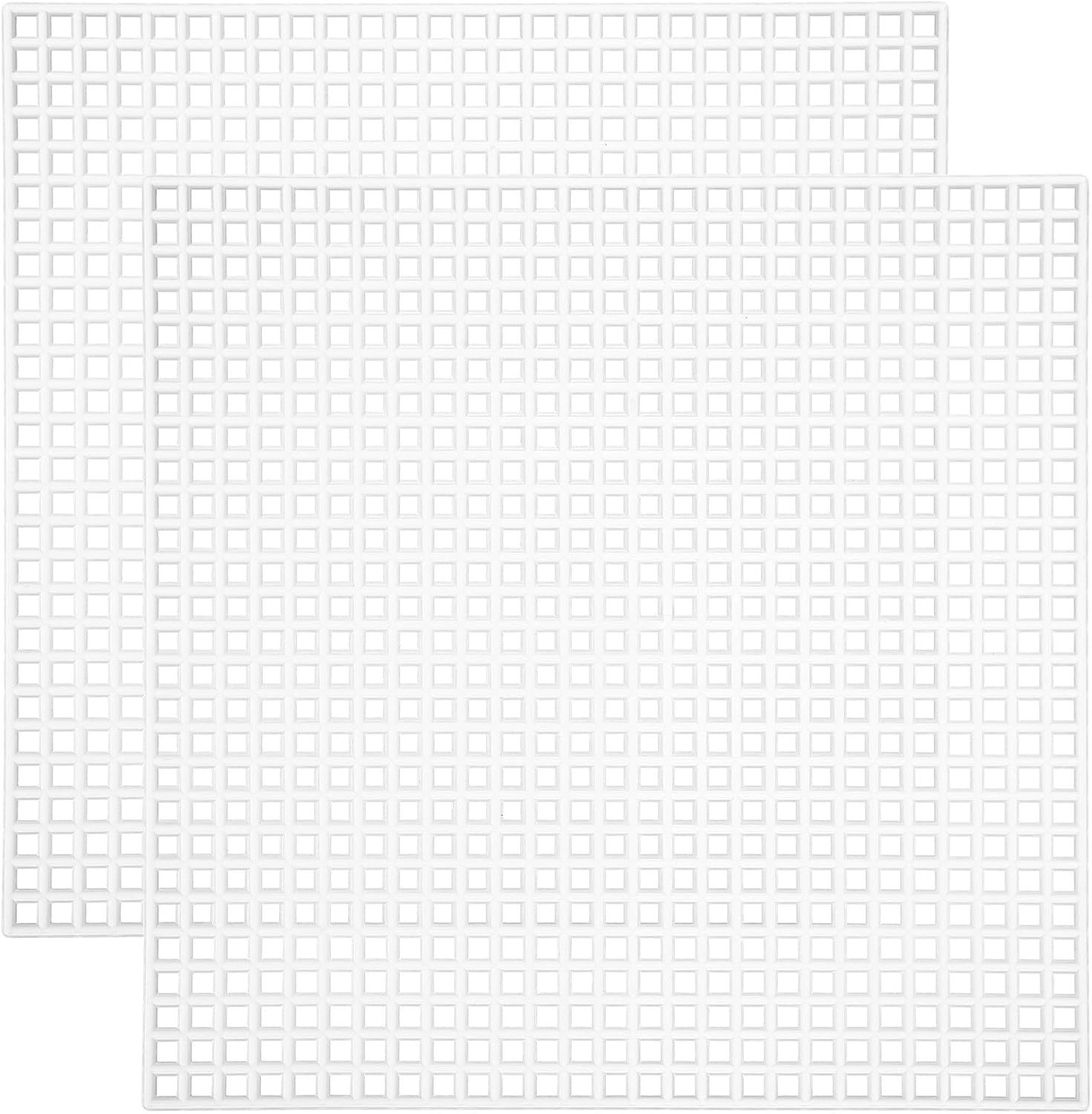OKUMEYR Plastic Mesh Canvas Sheets for Embroidery and Crochet, White 12pcs 10.6X10.6Cm Needlepoint Crafting Sewing Sheets for Cross-Stitch and Yarn Projects