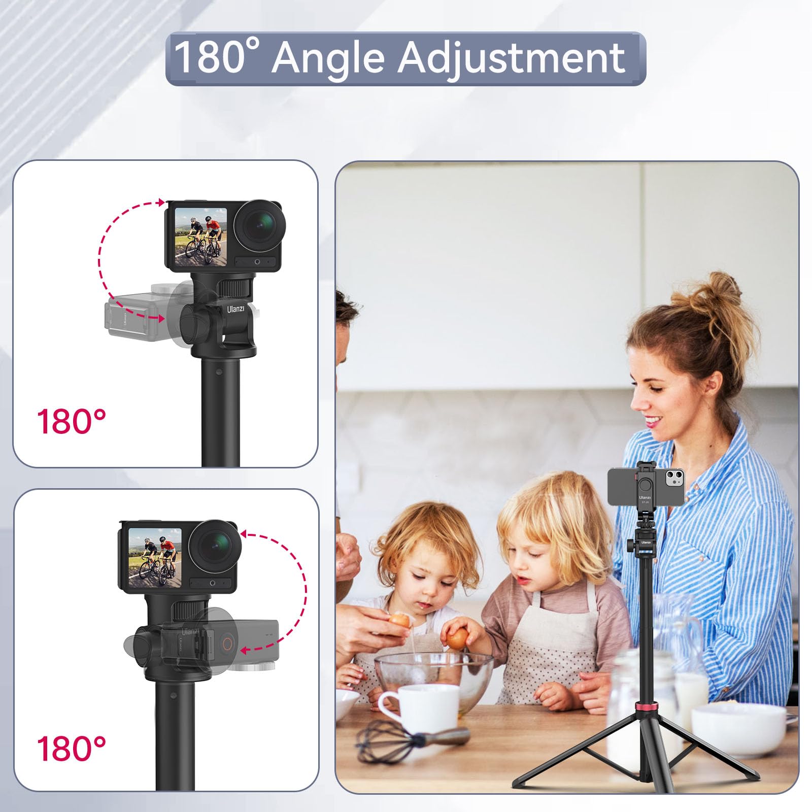VIJIM MT-79 Rozkładany statyw oświetleniowy do fotografii, 206 cm, przenośny, regulowany statyw z gwintem 1/4", głowicą kulową 360°, do lamp o stałym świetle, kamer, aparatów i Pocket 3