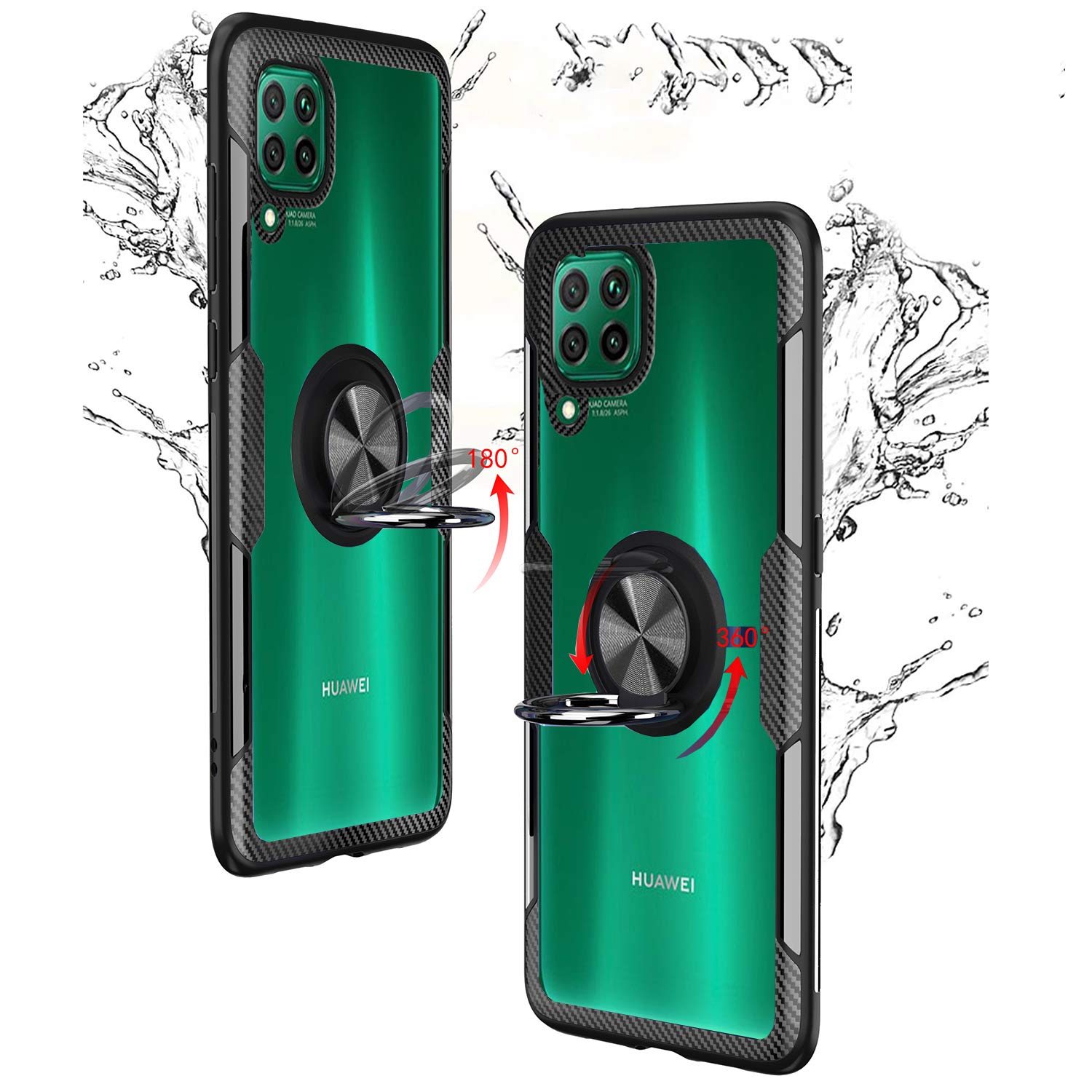 Cadorabo Funda Compatible Con Huawei P40 En Morado - ROJO - Funda Protectora Bicolor De Silicona TPU Y Parte Trasera De Vidrio Templado