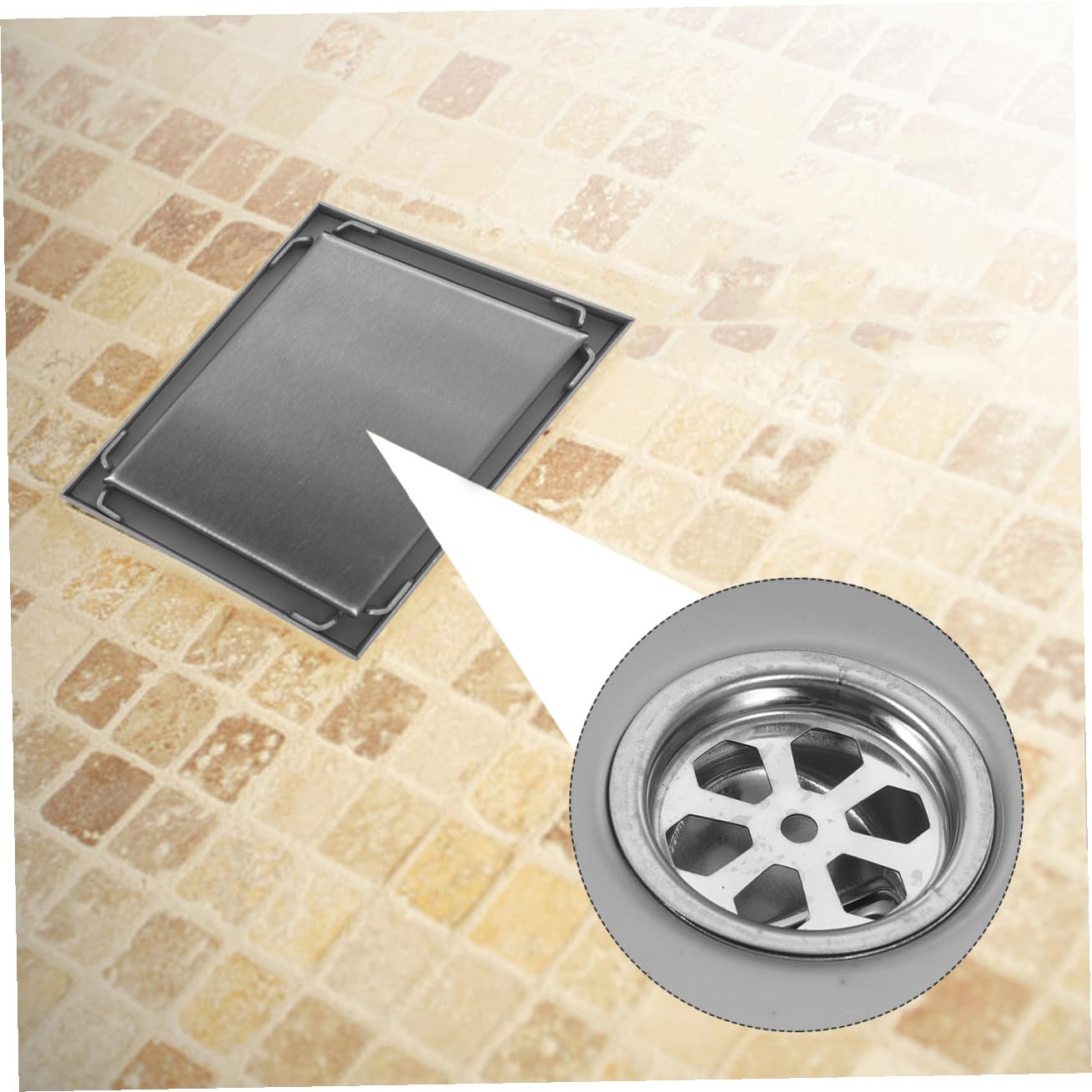 Scarico Pavimento Doccia Quadrato in Acciaio Inox 304 1 Pz | Bagno e Lavatoio, Struttura Robusta, Installazione Semplice, Copertura Invisibile
