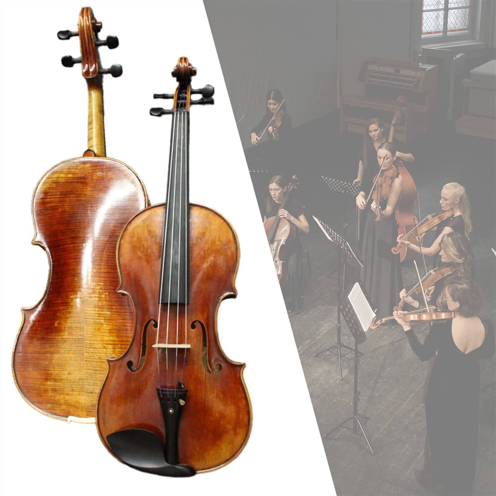 Violon Student Completi per Violino Fatti A Mano 4/4 Dimensioni Violino Acustico con Ponte Arco Violino Custodia