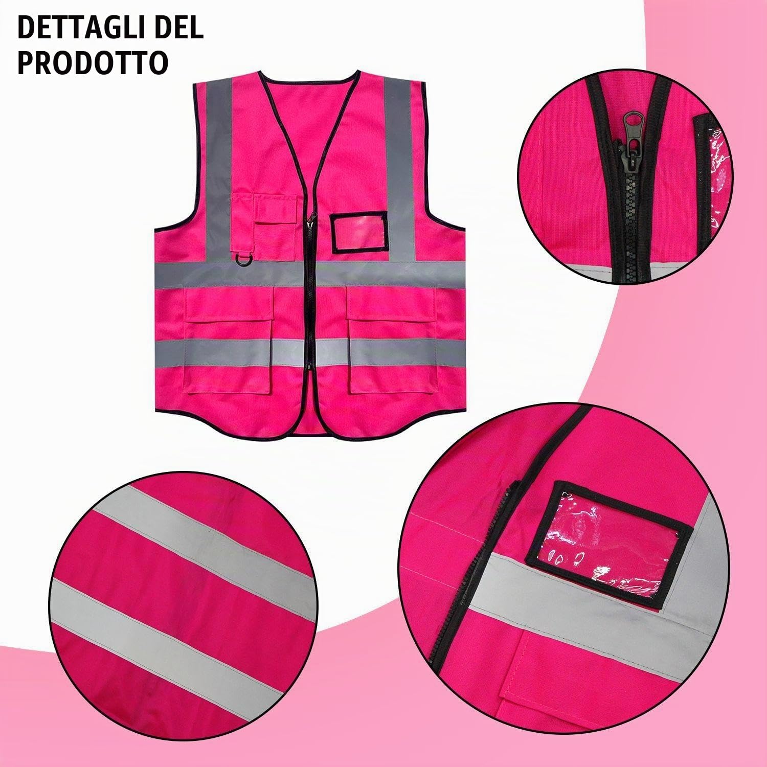 1 Pezzo Di Gilet Riflettente, 1 Paio Di Braccialetti Riflettenti, Classico Gilet Di Avvertimento Di Sicurezza, Giubbotto Di Sicurezza Con Borsa, Decorazione Di Indumenti Rossi Di Rosa