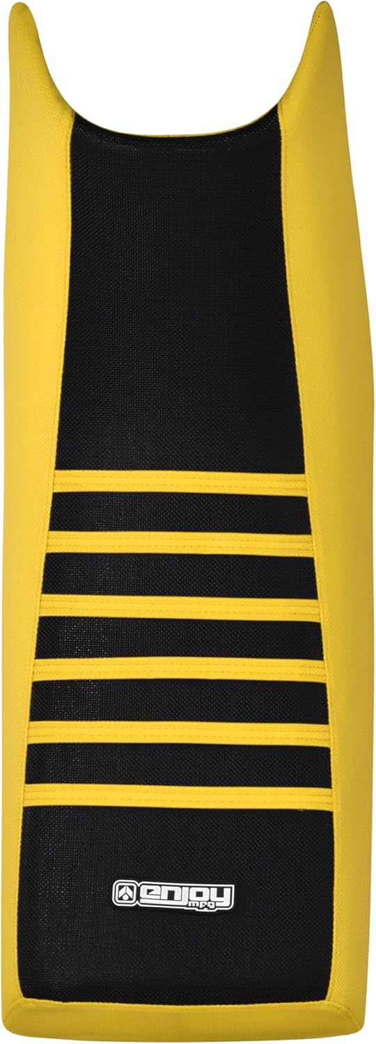 Enjoy Mfg Seat Cover - Compatible with Yamaha 1986-2004 Warrior Quad ATV - Color Side and Ribs - #111 (Golden Yellow Sides/Black top/Golden Yellow Ribs)