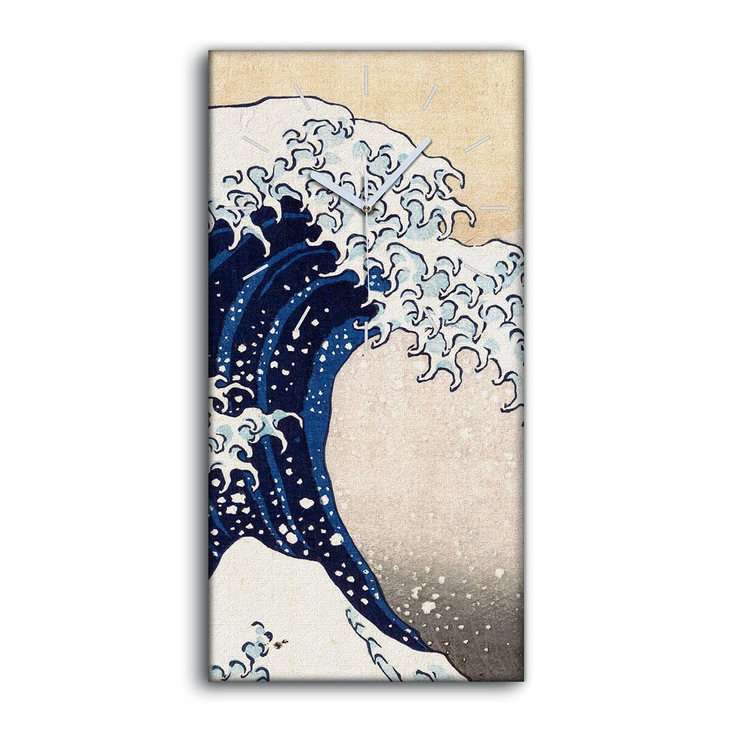Horloge sur toile art moderne vague de Kanagawa tableau silencieux