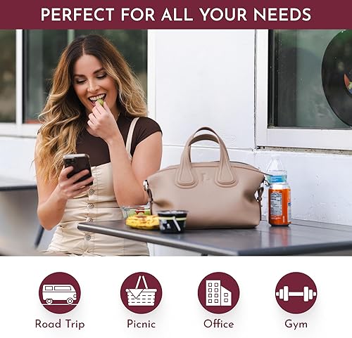 Miniatura 4 de LEONORE Bolsa de almuerzo  Enfriador aislado para el trabajo, la universidad, viajes  Lonchera grande reutilizable para hombres y mujeres  Elegante