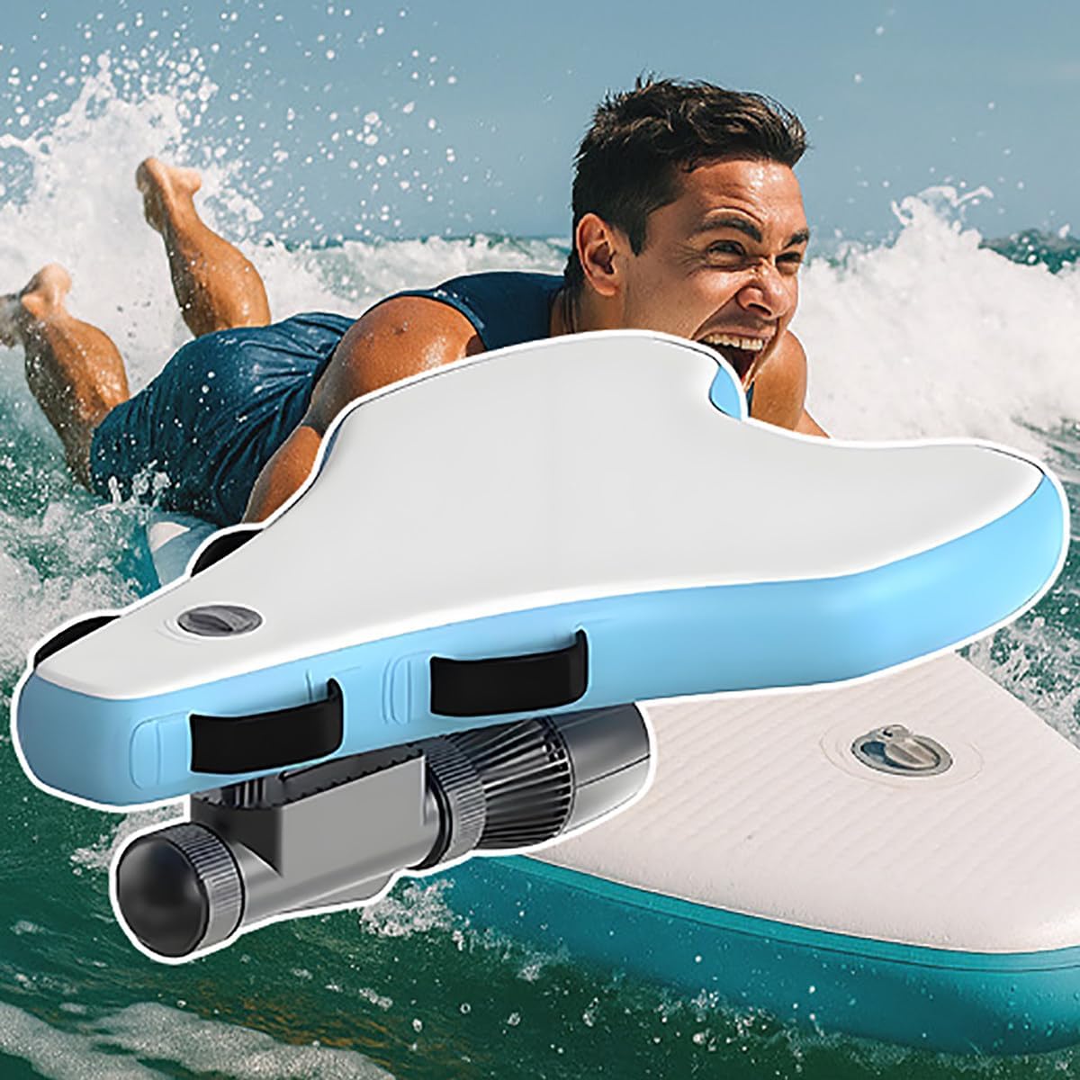 Jet Board Electric Surfboard, Inflatable Bodyboard with 500W SUP Motor, 10,000mAh Battery (40-130 Mins), 3-7 km/h, Dual-Mode for Beginners & Pros, Saltwater-Resistant & Portable 500W16A