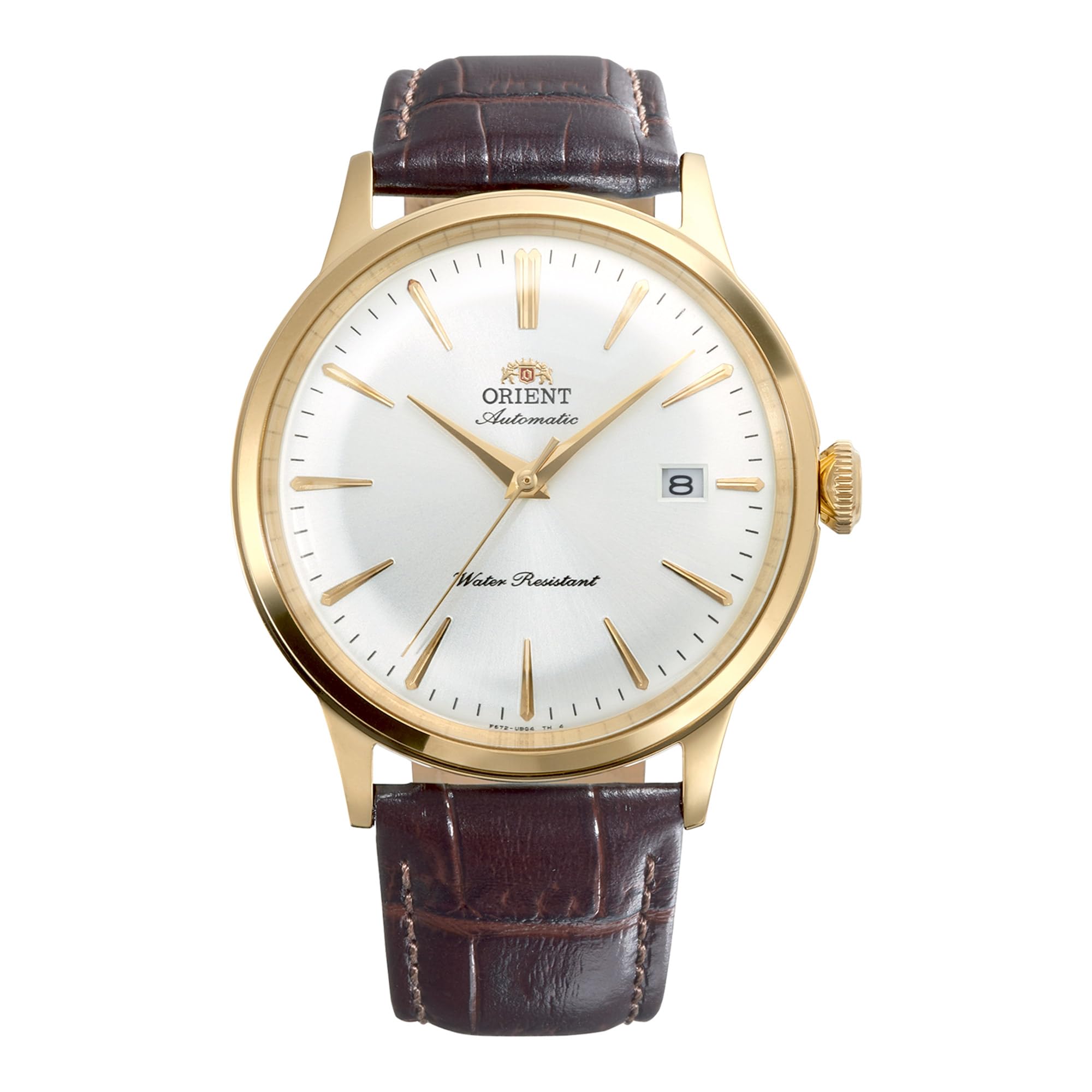 Orient Classic - Reloj de Hombre automático y de Carga Manual mecánico clásico con Correa de Piel marrón, Caja de Acero Inoxidable, Esfera analógica Blanca - RA-​AC0028S