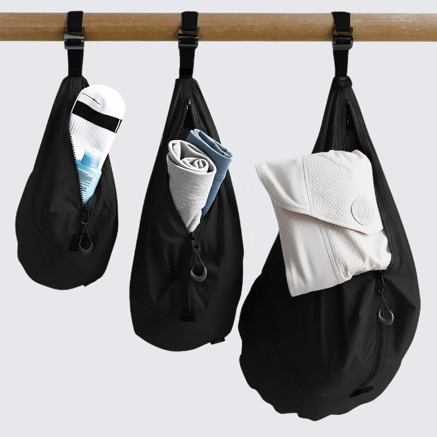 trtl Packing Pods, Black - Hanging Packing Cubes for Travel - Organizer Bags for Luggage to Maximize Space in Suitcase - Travel Packing Organizers - Includes Carry Strap - 3 Cube Sizes - 3 Pack