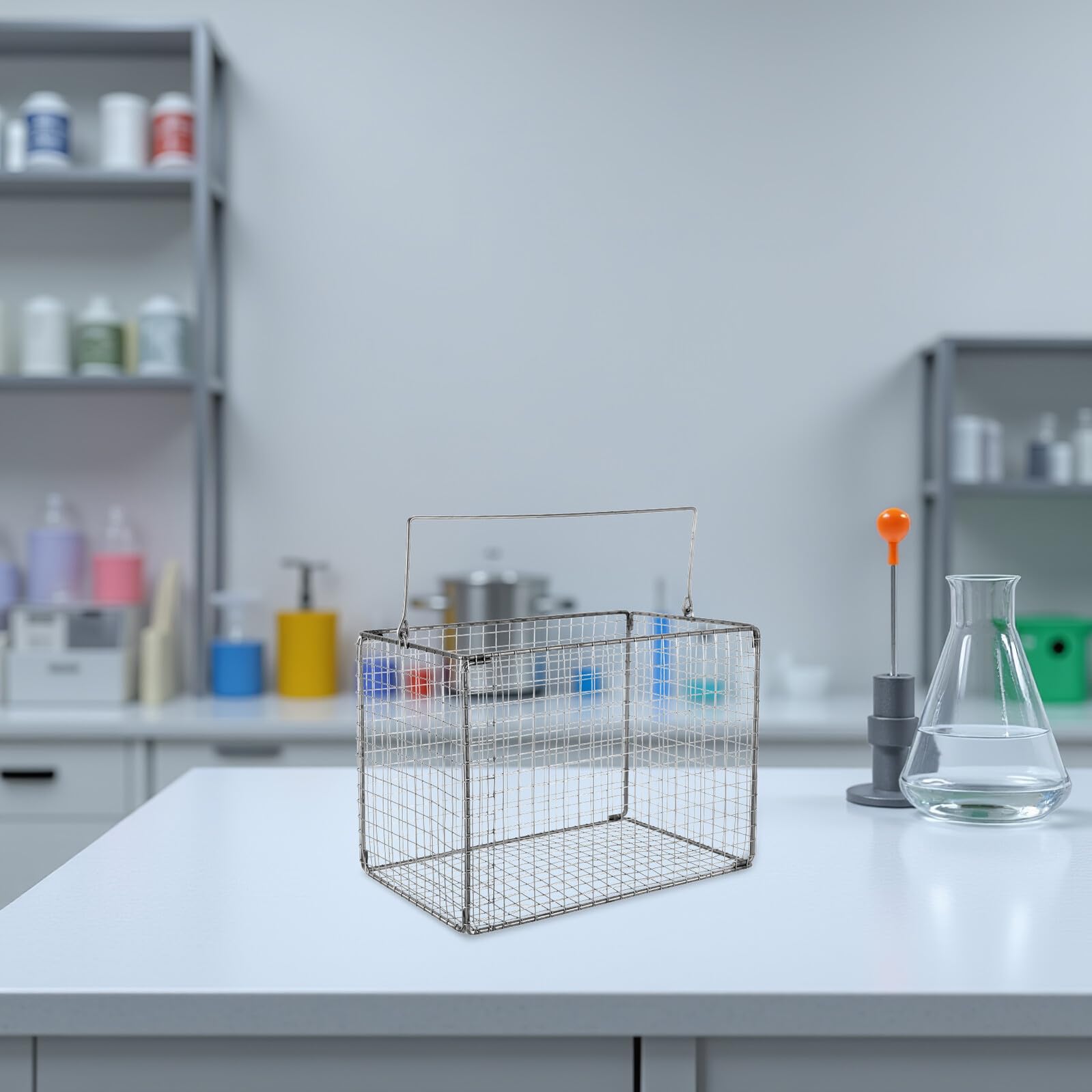 Veemoon Cesta de Limpieza Ultrasónica de Acero Inoxidable 304, Malla Fina, Tamaño 27 X 18 X 20 Cm, Compatible con Limpiadores Ultrasónicos para Laboratorio y Joyería, Filtro de Alta