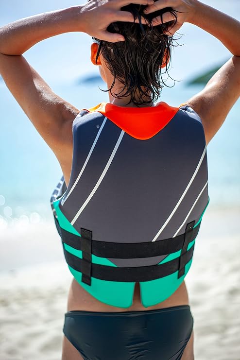 ZUP Ladies Neoprene Life Jacket, USCG Approved Type III Flotation Vest for Water Sports, Wakeboarding, Waterskiing, Tubing, Surfing and Boating, S