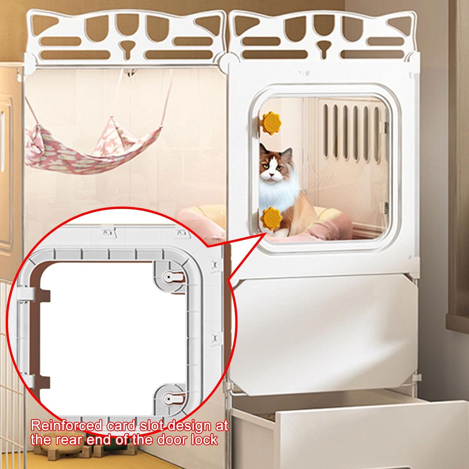 3-Tier DIY Cat Enclosure with Litter Box, Large Indoor Catio for 1-2 Cats