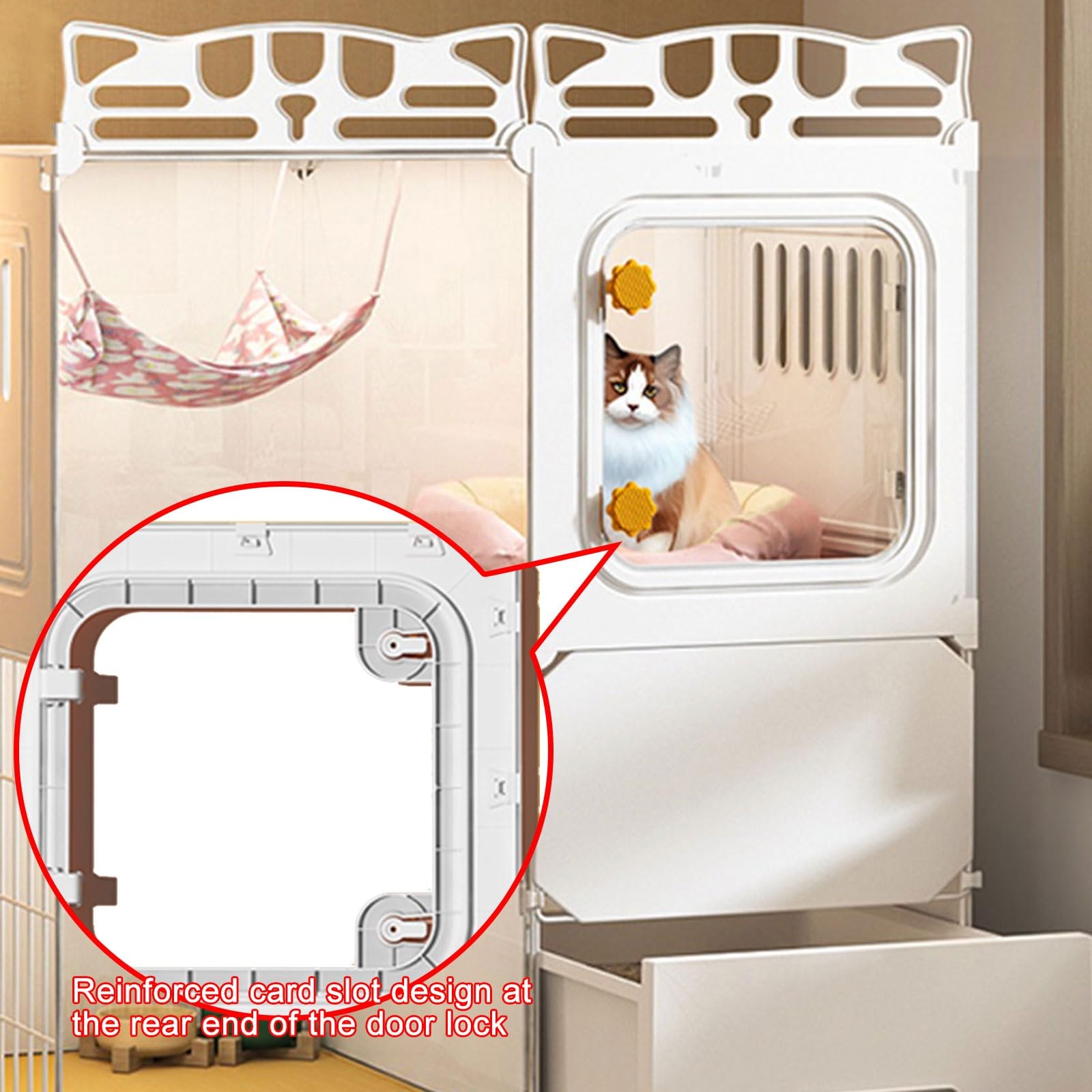 Cage pour Chat avec Bac à Litière, Enclos Chat à 3 Niveaux, Grand Parc Amovible, Appartement pour Chat, Catio D'intérieur for 1 à 2 Chats