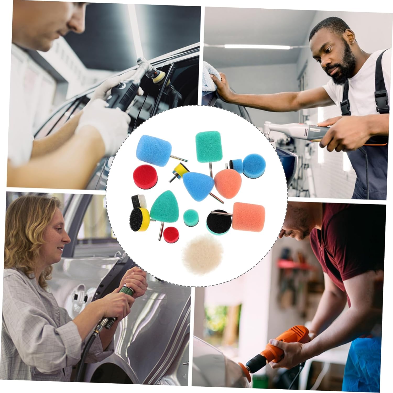 48pcs Auto Polishing Sponge Pad Kit Reusable Buffing Mop for Car Detailing Lightweight and Compatible Pneumatic and Electric Polishers