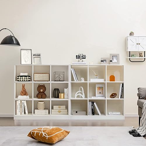 Miniatura 3 de MEDIMALL Estantería de 9 cubos, estante abierto independiente de 3 niveles con dispositivo antivuelco, organizador de almacenamiento de libros para