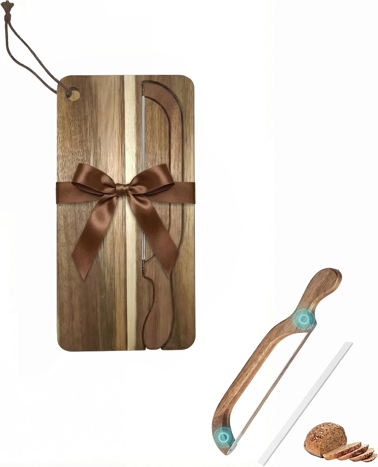 Magnetic Bread Board and Knife Set – Acacia Wood bread cutting board with knife, Unique Baking Gift for Women Bakers