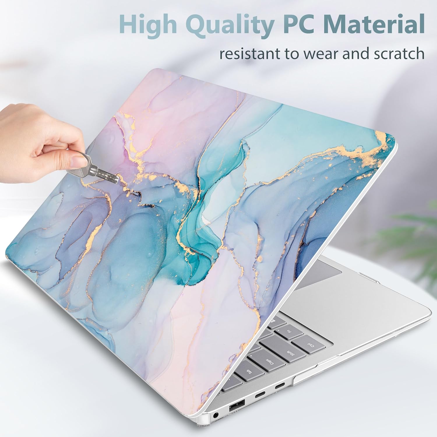 May Chen Case ONLY Compatible for 2024+ 13.8" Microsoft Surface Laptop 7 Windows PC with ARM CPU and AI-Powered Copilot+, Plastic Hard Shell Case with Keyboard Cover, Marble