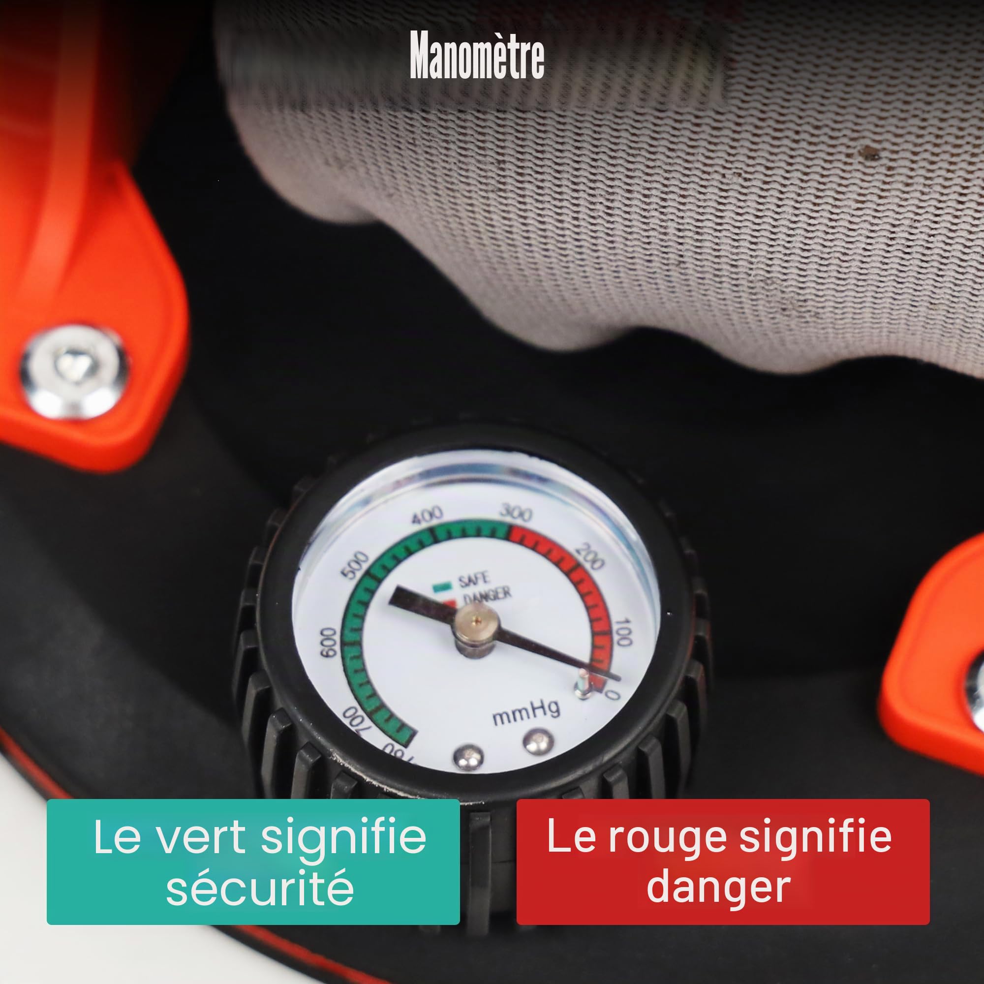 HERZO ventouses 8" avec manomètre, ventouse pour verre, capacité de charge sécurisée 100 kg, aspirateur pour carrelage, verre, stratifié