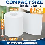 3-Pack Calculator Tape Rolls – Adding Machine Tape 2 1/4 in x 85 ft | Reliable Receipt Paper, Lint-Free, Easy-to-Install | Compatible with Most Printing Calculators, POS Systems & Cash Registers