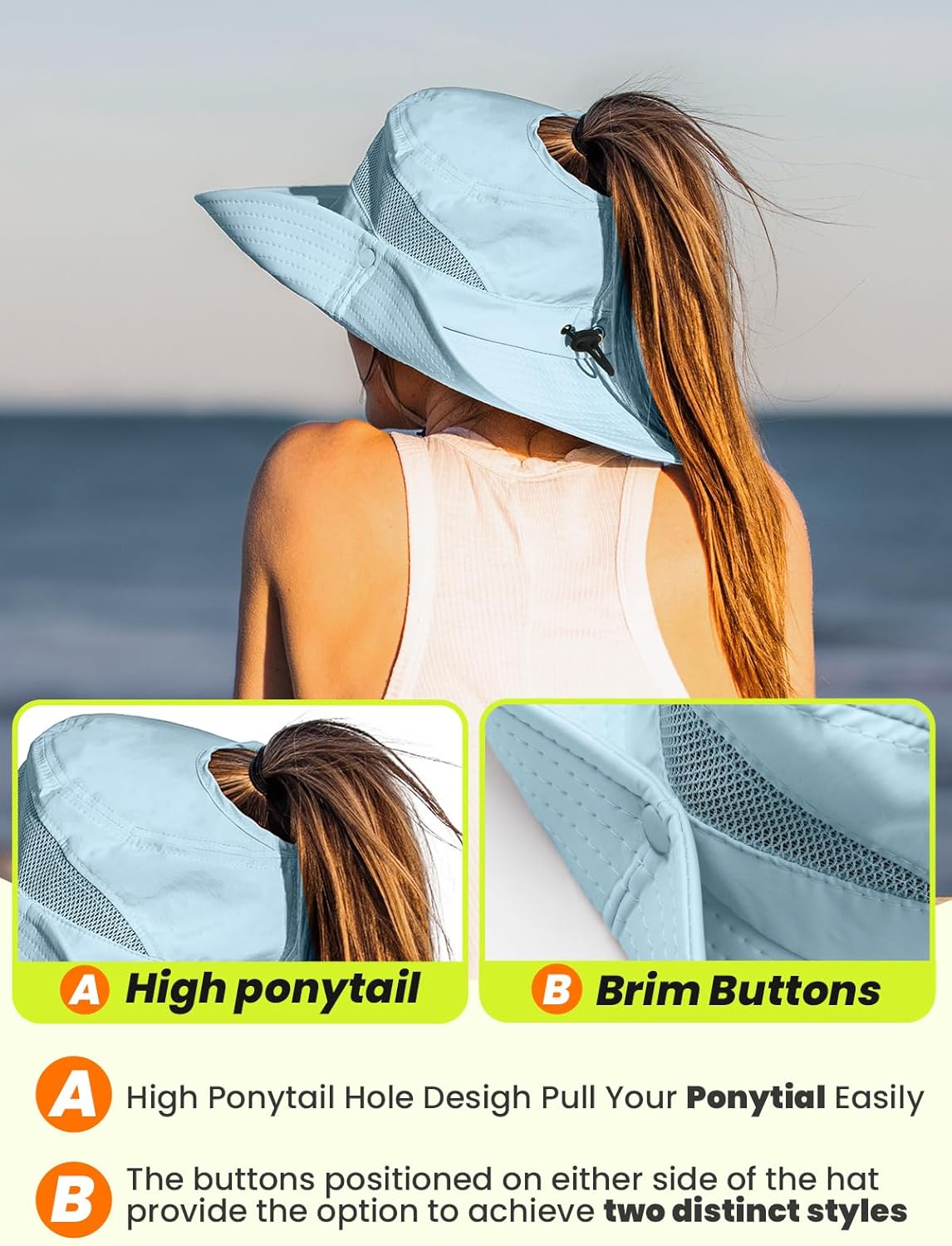 UV Protection Sun Hats for Women with Ponytail Hole – UPF 50+ Outdoor Gear