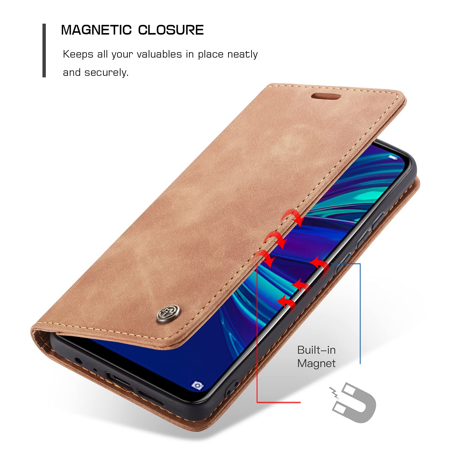 Cover per Huawei P Smart 2019, Custodia Portafoglio in Pelle