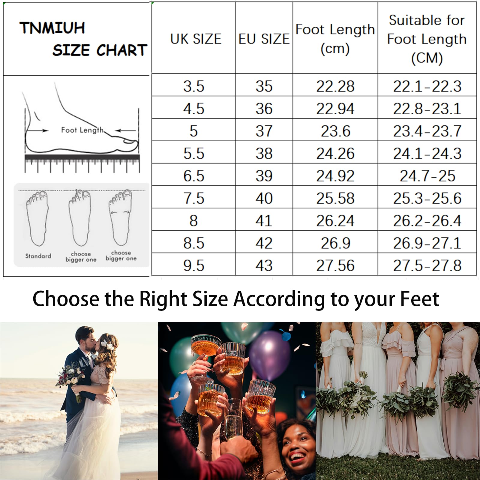 Sandali da Sposa Eleganti, Tacco Alto a Blocco Scarpe da Sposa da Donna, Cinturino alla Caviglia, Decorazioni in Cristallo, Avorio/Bianco