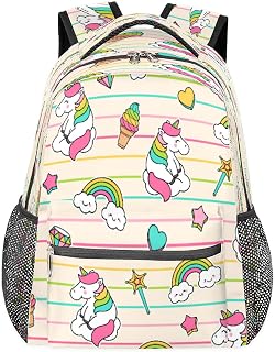 Mochilas para meninos e meninas, linda mochila de unicórnio, para laptop, mochila escolar com vários bolsos, mochila de estrelas arco-íris para viagens, caminhadas, acampamento, Multi, Medium, Mochilas Daypack