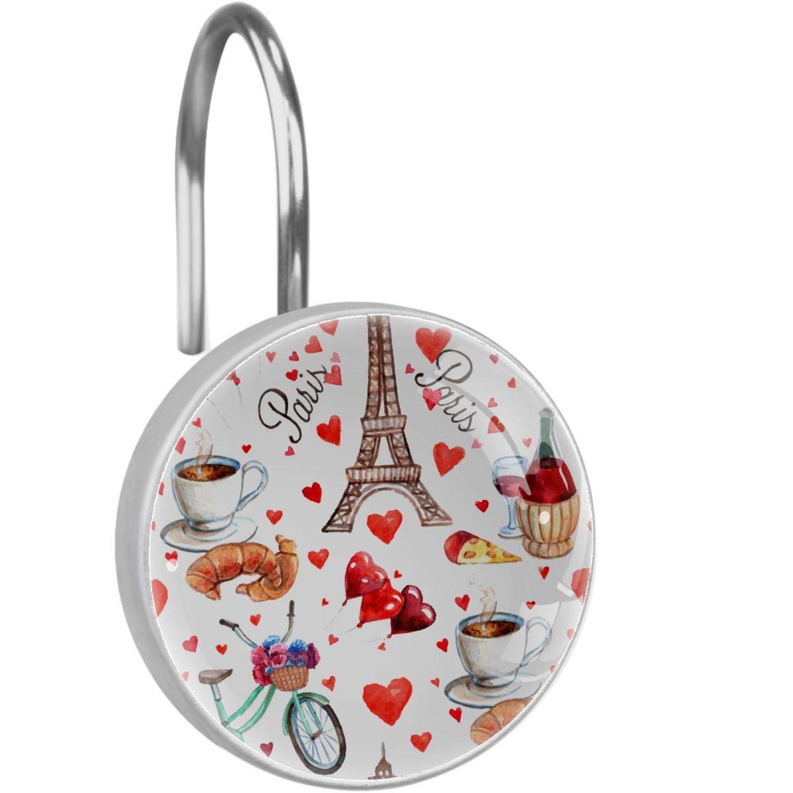 Crochets pour rideau de douche motif cœur et Tour Eiffel pour transformer votre routine bien-être