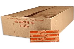 Huron Flat Coin Wrapper, Quarter $10 Orange (1000)
