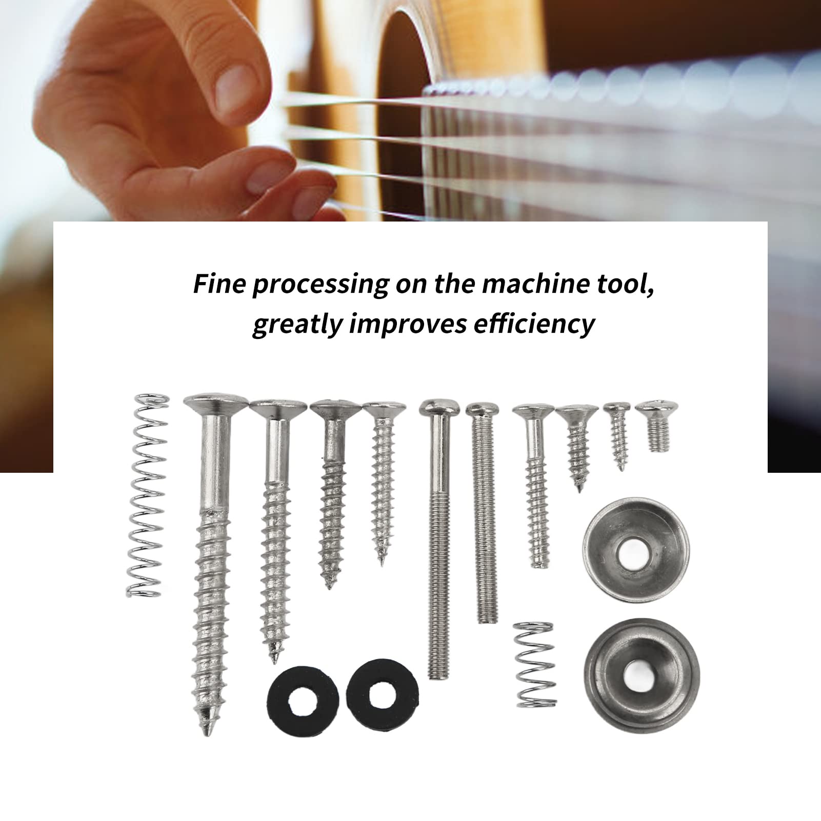 Kit de Tornillos para Guitarra Eléctrica Juego Surtido de Correas de Tornillos de Metal de Primera Calidad con Arandelas de Resorte para Reparación y Mantenimiento de Guitarras (Plata)