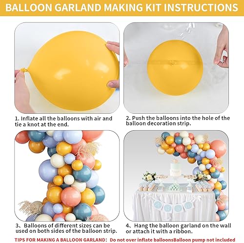 Miniatura 6 de Kit de guirnalda de arco de globos retro bohemios, 101 globos retro azul y naranja, decoración colorida para fiesta de baby shower