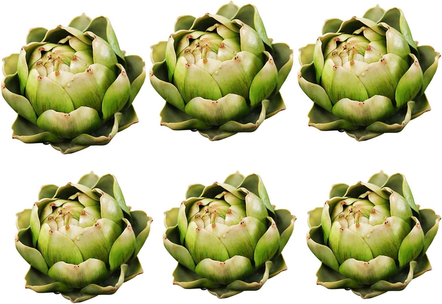 Fake Artificial Artichoke Vegetables Faux Plastic Artichoke Wedding Party Table Home Plastic Flower Decoration(Green,Small,6)