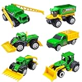 Oriate Children Diecasting Farm Car Toy Set 6pcs, Harvester, Transporter, Truck, Sprayer Small Farm Toys, Mini Cars Model Christmas, Birthday, 3 Years Old and Up Boys Girls Gifts
