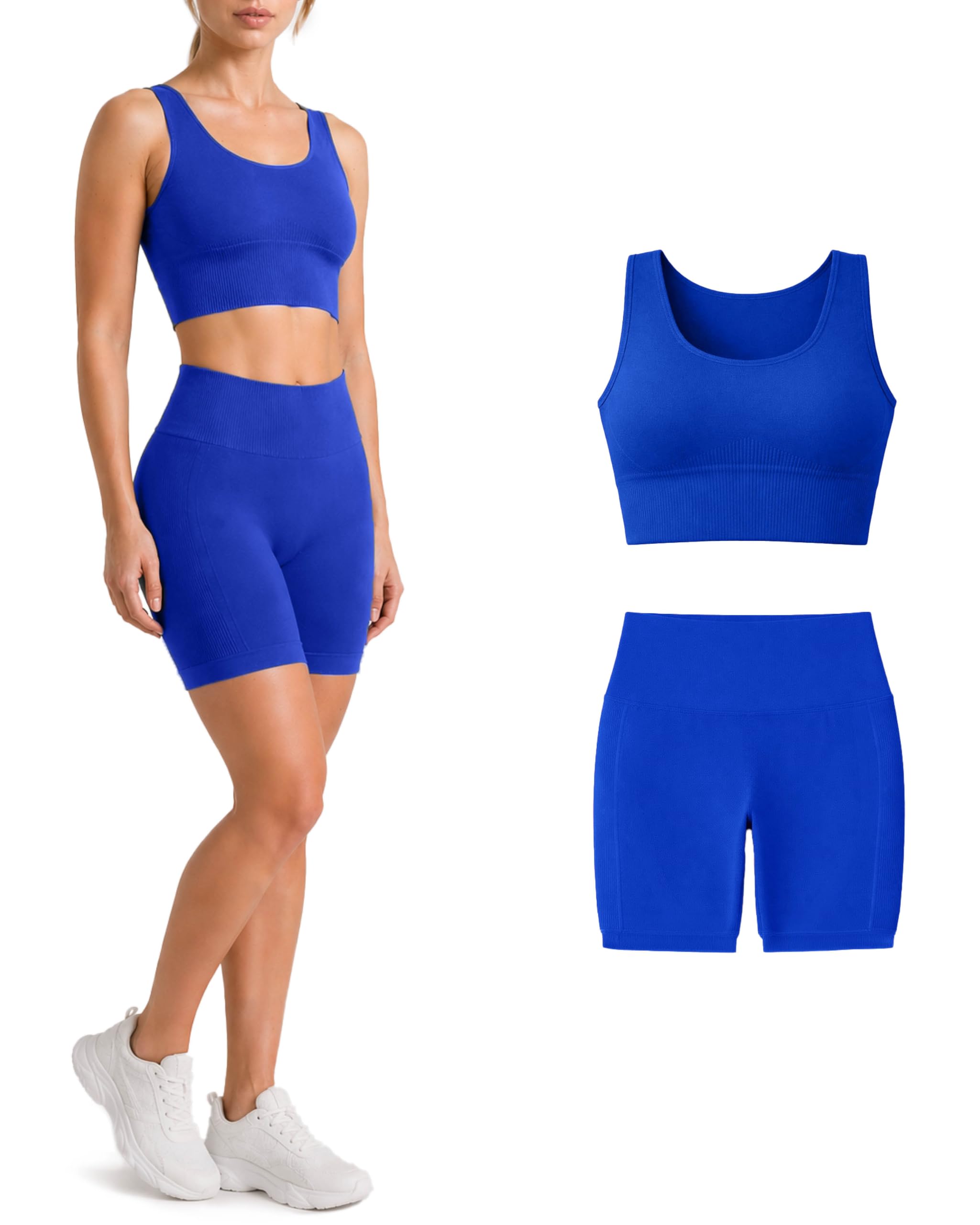 Risalti Mallas Cortas Mujer Deporte Sin Costuras Ilena - Leggins Cortos Deportivos Acanalado, Cintura Alta en Microfibra, Shorts Mujer Gym Yoga Running - Made in Italy