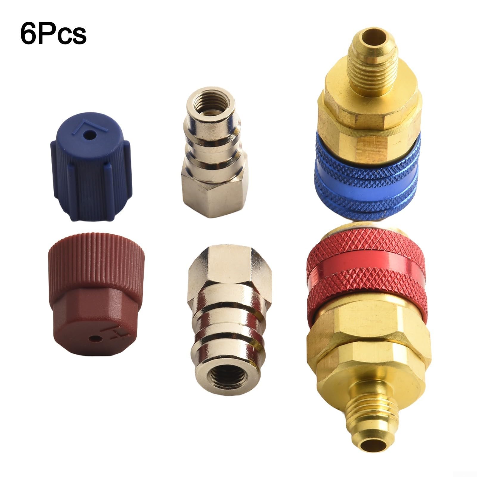 R134A - Adattatore di prolunga professionale per auto con attacco rapido, connettori laterali alti e bassi con tappo blu rosso per set di manometri AC per auto
