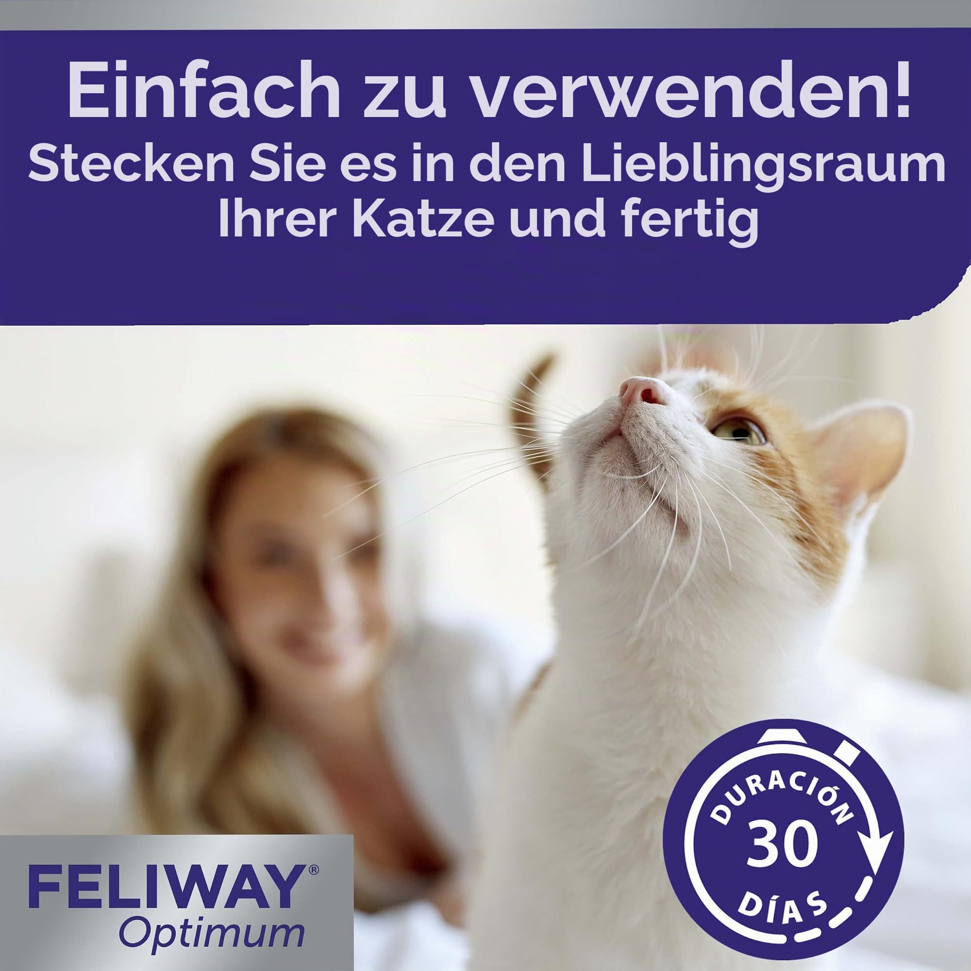 FELIWAY Optimum - Neue Generation von Pheromonen - löst alle Anzeichen von Stress der Katze - Kratzer, Ängste, Veränderungen, Urinmarkierung und Konflikte zwischen Katzen (3 Nachfüllungen)