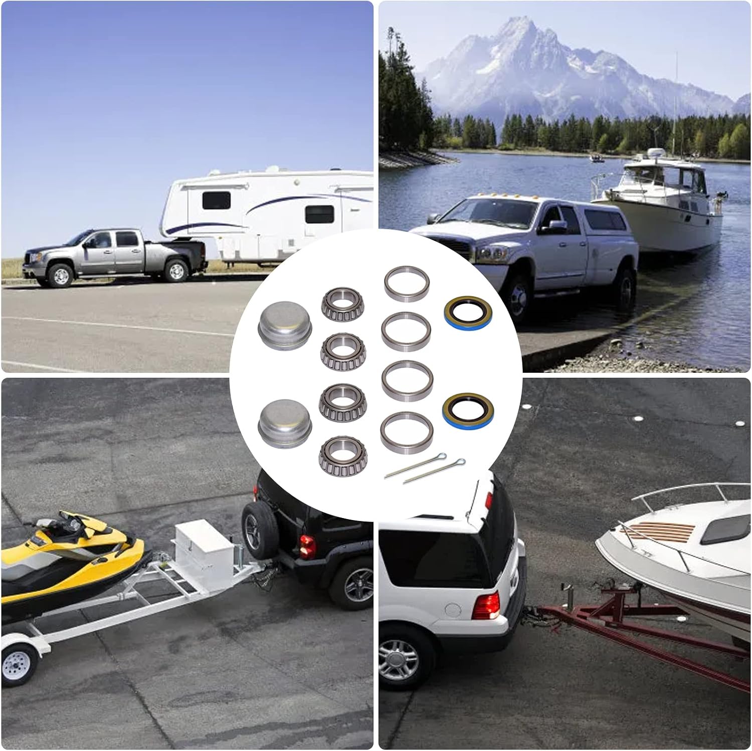 ALI2 L44643/L44610 Axle Trailer Hub Bearings Kits,Trailer Bearing Repair Kits Including 4 Trailer Bearing,2 Dust Cap,4 Bearing Races,2 Grease Seals 171255TB,2 Cotter Pins