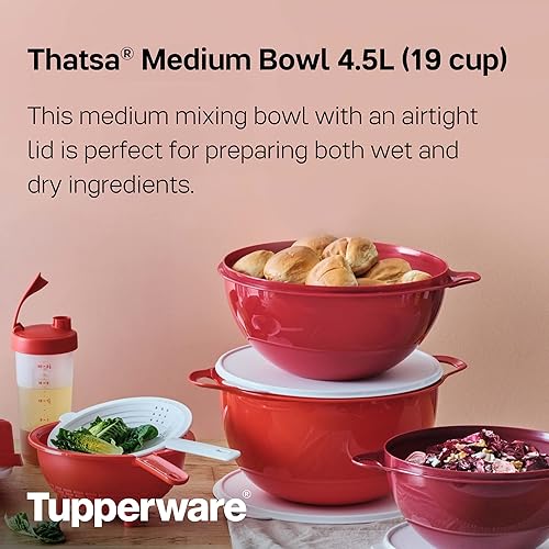 Miniatura 2 de Tupperware Brand Thatsa - Cuenco mediano de preparación y almacenamiento, 4.5 L (19 tazas), apto para lavavajillas y sin BPA, hermético, a prueba de