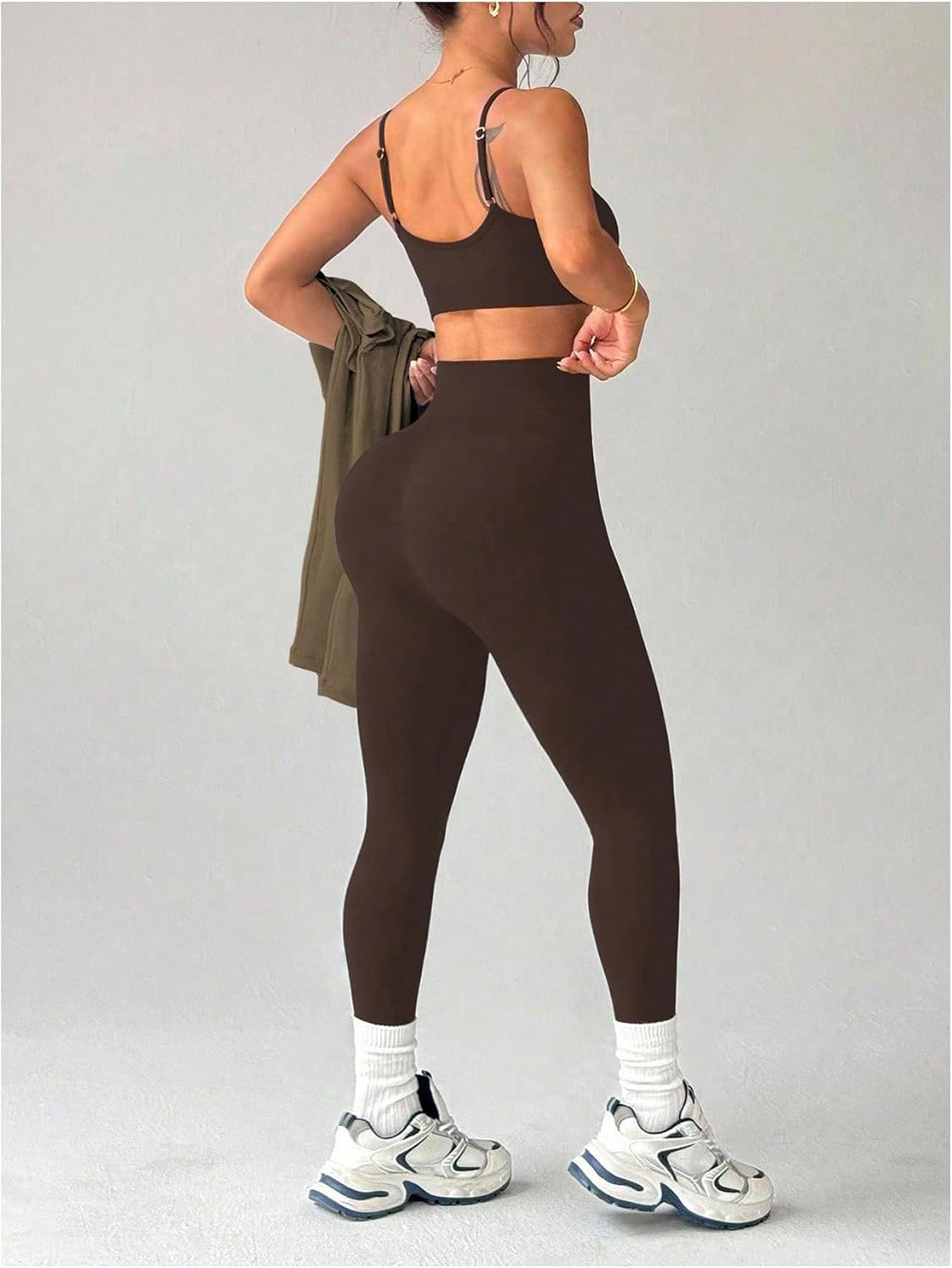 SOLY HUX Women's Tracksuit Set 3 Piece Workout Outfits Long Sleeve Crop Top Camisole and Leggings Gym Activewear
